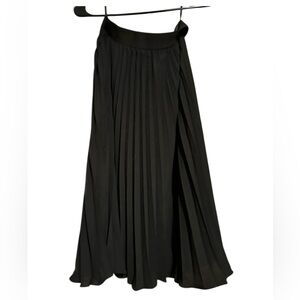 Grace Karin Pleated Black Chiffon Midi Skirt Elastic Waist Swing A-Line size M